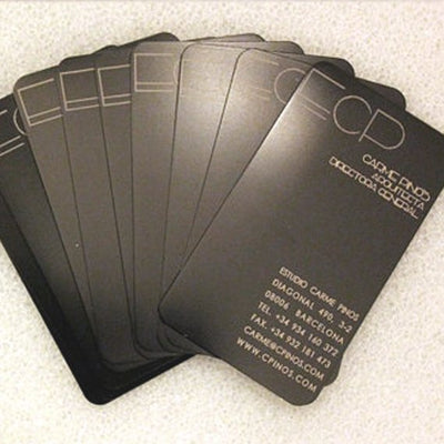 100 Laser Engraved Black Aluminum Business Cards