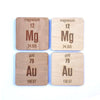 Laser Cut Wood Periodic Table Elements Coasters (6 pc)