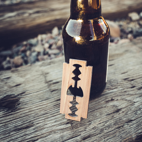 TIMBER Wood Skin Razorblade Bottle Opener