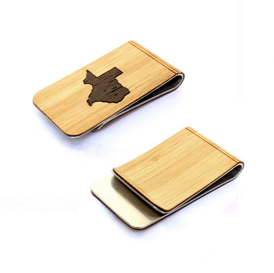 TIMBER Wood Skin Money Clip : Texas State Edition