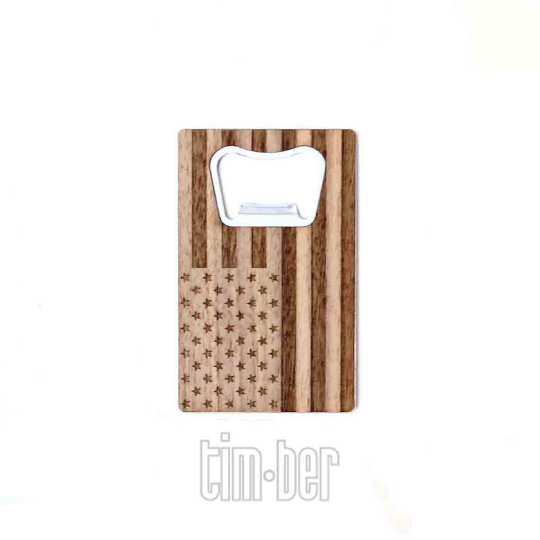 TIMBER Wood Skin Wallet Bottle Opener: Patriot Edition