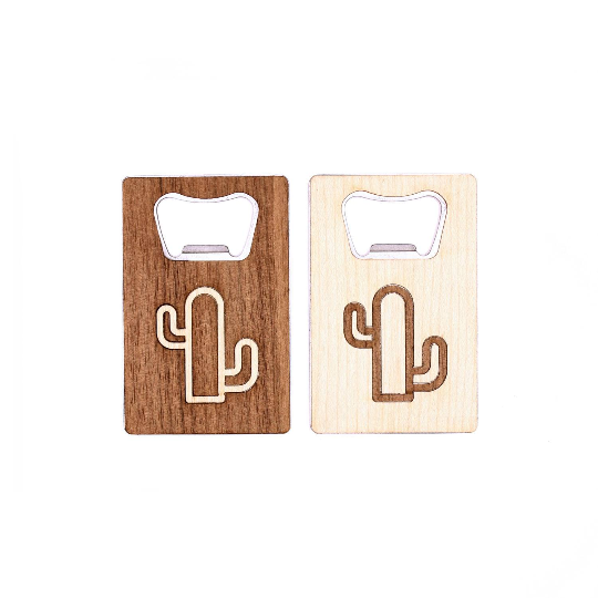 TIMBER Wood Skin Wallet Bottle Opener: Cactus Edition