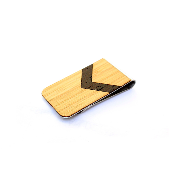 TIMBER Wood Skin Money Clip : Chevron Inlay Edition