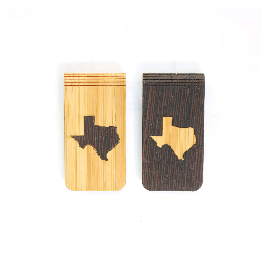 TIMBER Wood Skin Money Clip : Texas State Edition