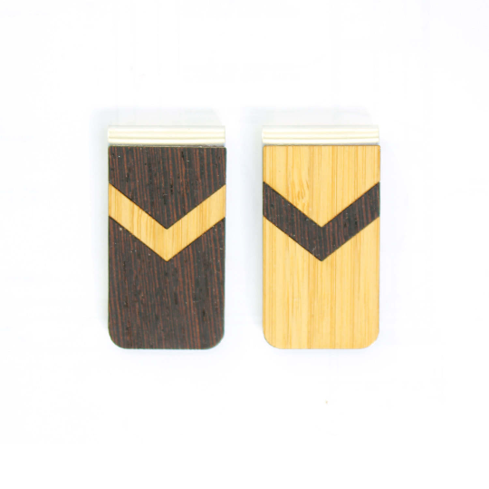 TIMBER Wood Skin Money Clip : Chevron Inlay Edition