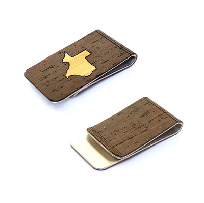 TIMBER Wood Skin Money Clip : Texas State Edition