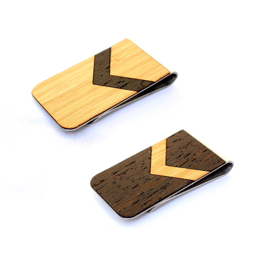 TIMBER Wood Skin Money Clip : Chevron Inlay Edition