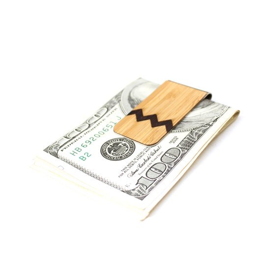 TIMBER Wood Skin Money Clip : Chevron Inlay Edition