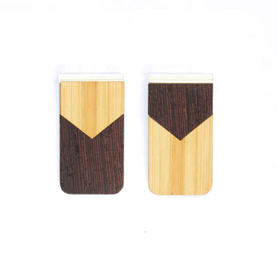 TIMBER Wood Skin Money Clip : Chevron Inlay Edition
