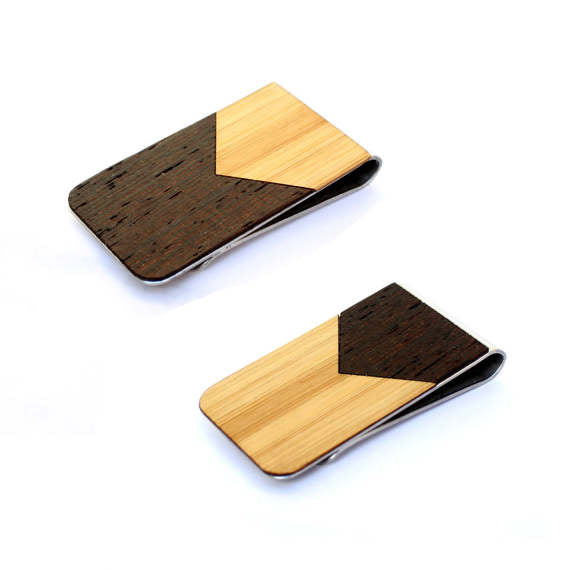 TIMBER Wood Skin Money Clip : Chevron Inlay Edition