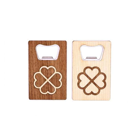 TIMBER Wood Skin Wallet Bottle Opener: Clover Edition