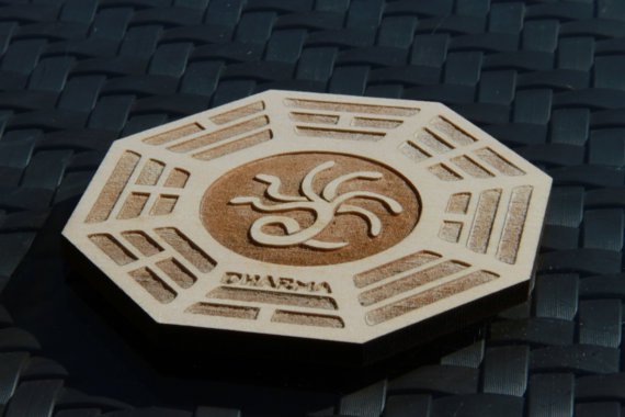 6pc. Laser Cut Basswood Coasters: Dharma Initiative