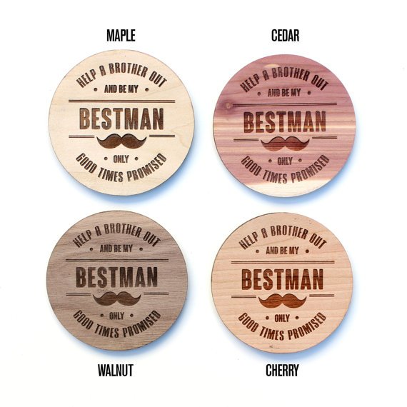 Laser Cut Wood Best Man / Groomsman Coaster