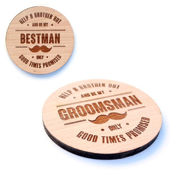 Laser Cut Wood Best Man / Groomsman Coaster