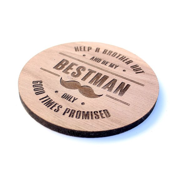 Laser Cut Wood Best Man / Groomsman Coaster