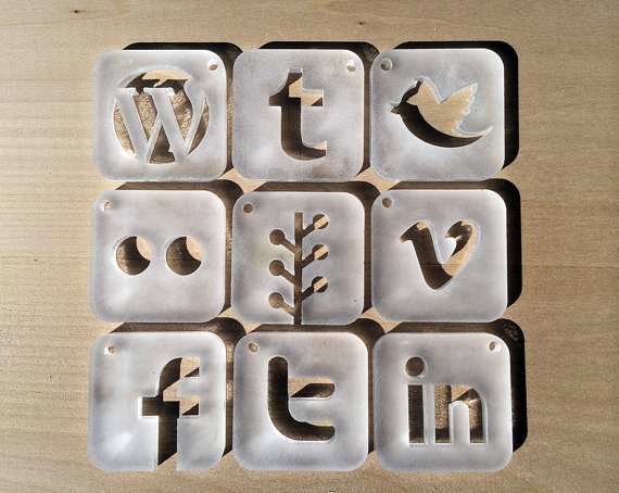 Laser Cut Social Media Icon Coasters - Set of 9 coasters