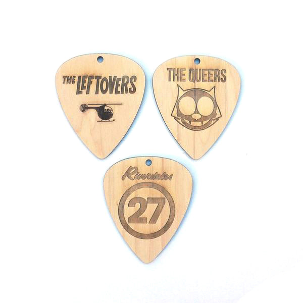 6pc. Laser Cut Plywood Coasters: Guitar Picks