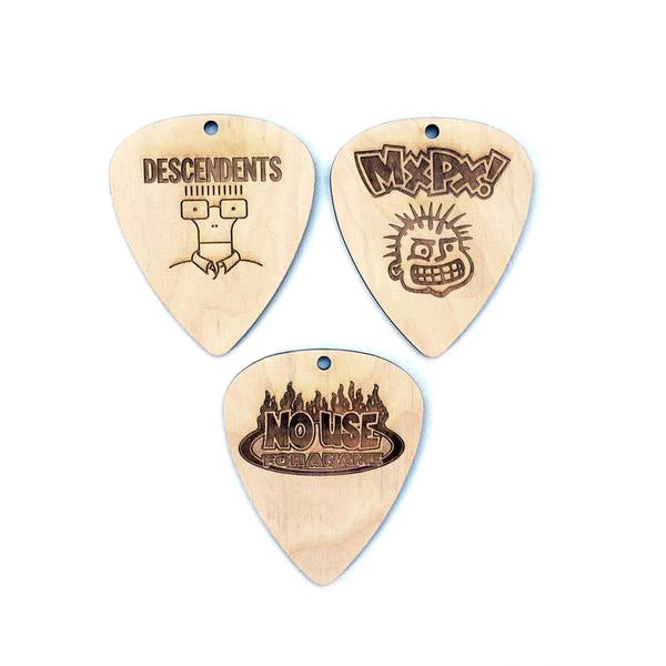 6pc. Laser Cut Plywood Coasters: Guitar Picks