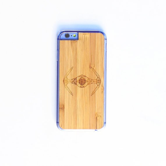 TIMBER Wood Skin Case (iPhone, Samsung Galaxy) : Tie Fighter Edition