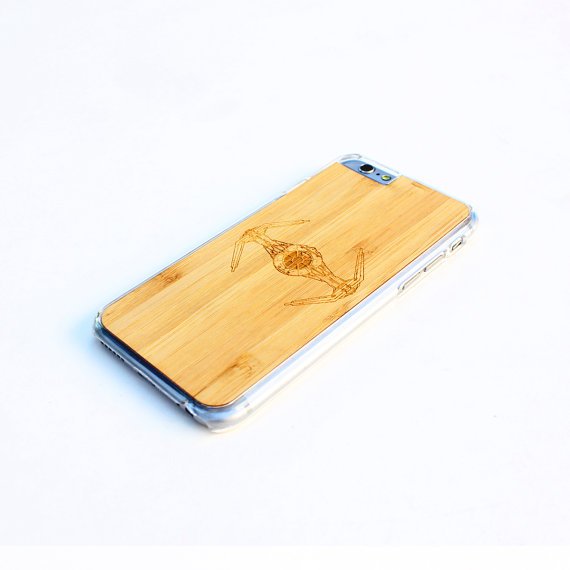 TIMBER Wood Skin Case (iPhone, Samsung Galaxy) : Tie Fighter Edition